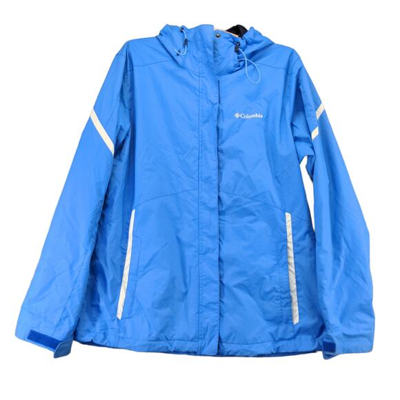 Columbia Interchange Hooded Jacket Coat Size L Blue Outer Layer Only - Picture 1 of 14